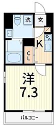 オークレスト青砥 1Kの間取図画像