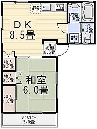 パレスホリケ6 1DKの間取図画像