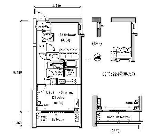 東京都港区南麻布3丁目(賃貸マンション1LDK・3階・40.91㎡)の写真 その2