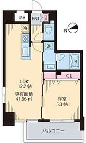 東京都江東区富岡2丁目(賃貸マンション1LDK・3階・41.86㎡)の写真 その2