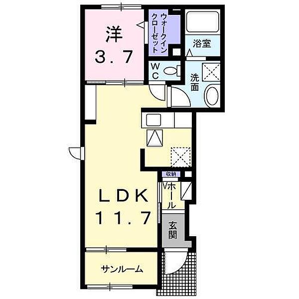 山口県山口市小郡下郷(賃貸アパート1LDK・1階・41.53㎡)の写真 その2