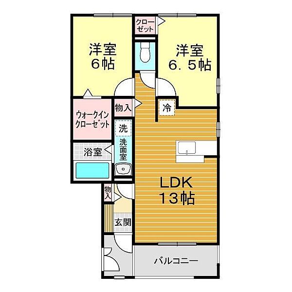 山口県山口市黒川(賃貸アパート2LDK・2階・60.18㎡)の写真 その2