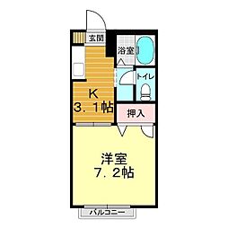 ハイツ樫の前　Ａ棟 1階1Kの間取り