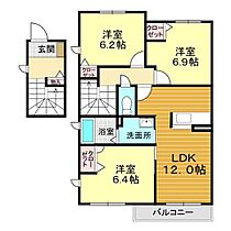 山口県山口市平井1388-1（賃貸アパート3LDK・2階・77.16㎡） その2