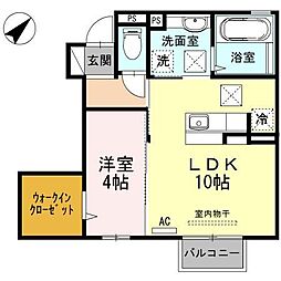 JR山口線 矢原駅 徒歩22分の賃貸アパート 1階1LDKの間取り