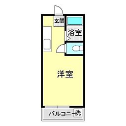 グリーンハイツ 1階ワンルームの間取り