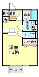 プレミール 2階ワンルームの間取り