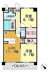 ソフィアいずみ 3階2LDKの間取り