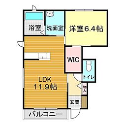 ボノステラゆき　Ｂ棟 1階1LDKの間取り