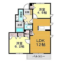シャーメゾン　ラフィーネ　Ａ棟 101 1階2LDKの間取り