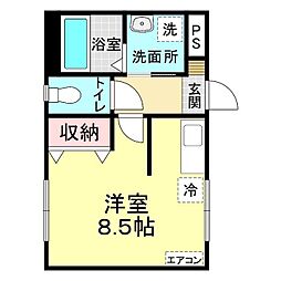 スカイビル ワンルームの間取図画像