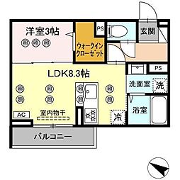 サンガーデン新山口 B 1LDKの間取図画像