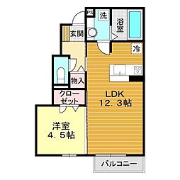 プレシア吉敷 1LDKの間取図画像