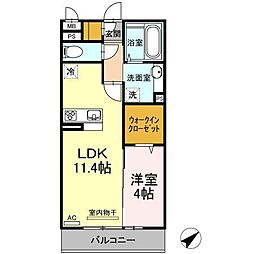 メゾン・ド・シミズ 1LDKの間取図画像