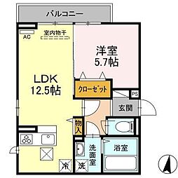 フロントラージパーク 1LDKの間取図画像