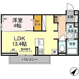 ワンパーパス維新公園 1LDKの間取図画像