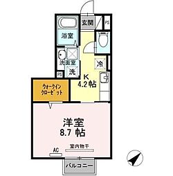 シャインリーフ山口A 1Kの間取図画像
