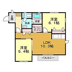 グランシードMSA 2LDKの間取図画像