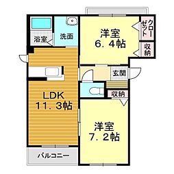イーハトーヴ豊嶋壱番館 2LDKの間取図画像