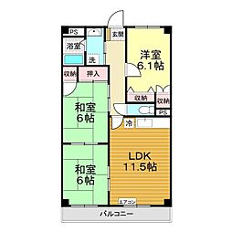 アビタシオンイモト 3LDKの間取図画像