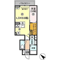 ディアライズ旭通りA棟 1LDKの間取図画像