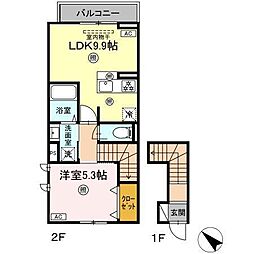 ディアライズ旭通りA棟 1LDKの間取図画像