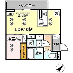(仮称)ディアライズ旭通り B棟 1LDKの間取図画像