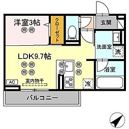 (仮称)ディアライズ旭通り B棟 1LDKの間取図画像