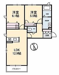 BirthStoneトパーズ 2LDKの間取図画像