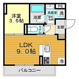 ディアライズ春日町 A棟 1LDKの間取図画像
