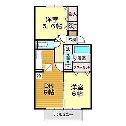 ヴィルヌーブ 2DKの間取図画像