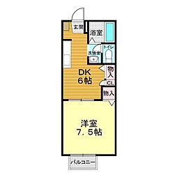 フローラルヒカリ 1DKの間取図画像