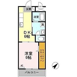 クレール静 1DKの間取図画像