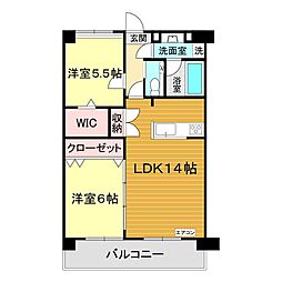 ブランジュルラーシュ小郡 2LDKの間取図画像
