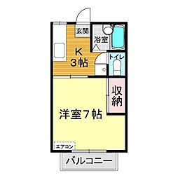 ノーブルK 1Kの間取図画像