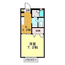 メゾンプロキオン 1Kの間取図画像