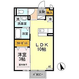 シャトン 1LDKの間取図画像