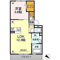 クレアンジュA棟 1LDKの間取図画像