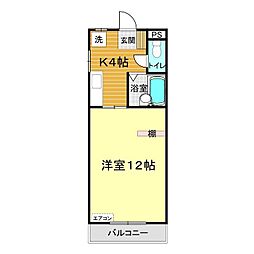 東萩ニューハイツNo.2 1Kの間取図画像