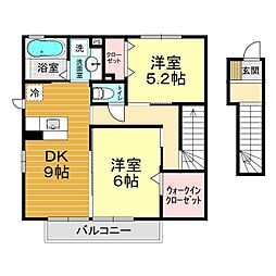 リブフラット 2DKの間取図画像