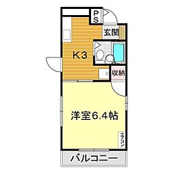 メゾンド東萩 1Kの間取図画像