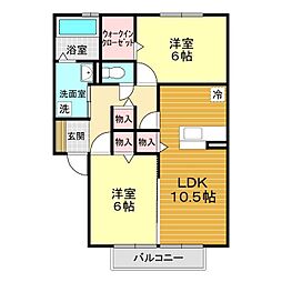 クローバーエム 2LDKの間取図画像