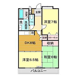 ウエルス小郡 3DKの間取図画像