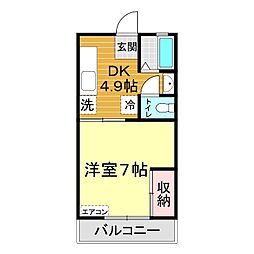 こばとハイツ 1DKの間取図画像