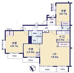 百合ヶ丘ガーデンハウス12街区 3LDKの間取図画像