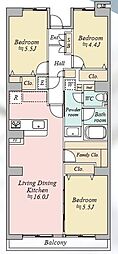 府中多摩川通り住宅2号棟 3LDKの間取図画像