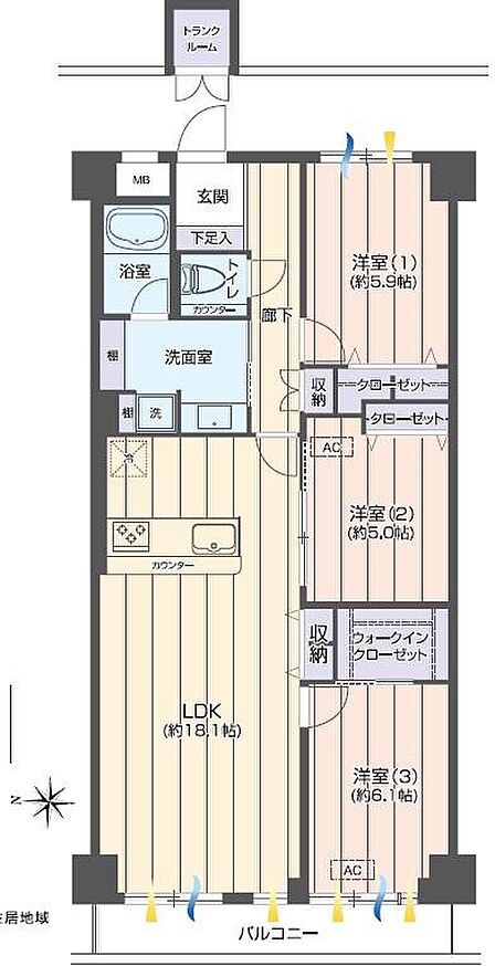 3LDK 間取り