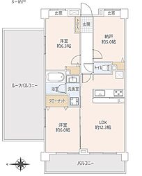 ライオンズマンション成城 2SLDKの間取図画像