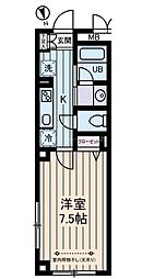 コーポTO 2階1Kの間取り