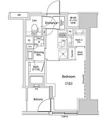 ザ・パークハビオ人形町レジデンス 10階1Kの間取り